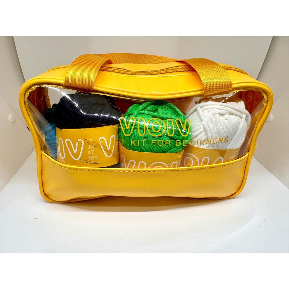 VIOIV Beginner Crochet Kit Yarn Set with Yellow Carrying Case and Stuffing